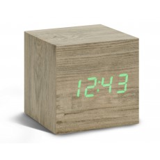 Gingko Cube Click Clock - Ash with Green LED